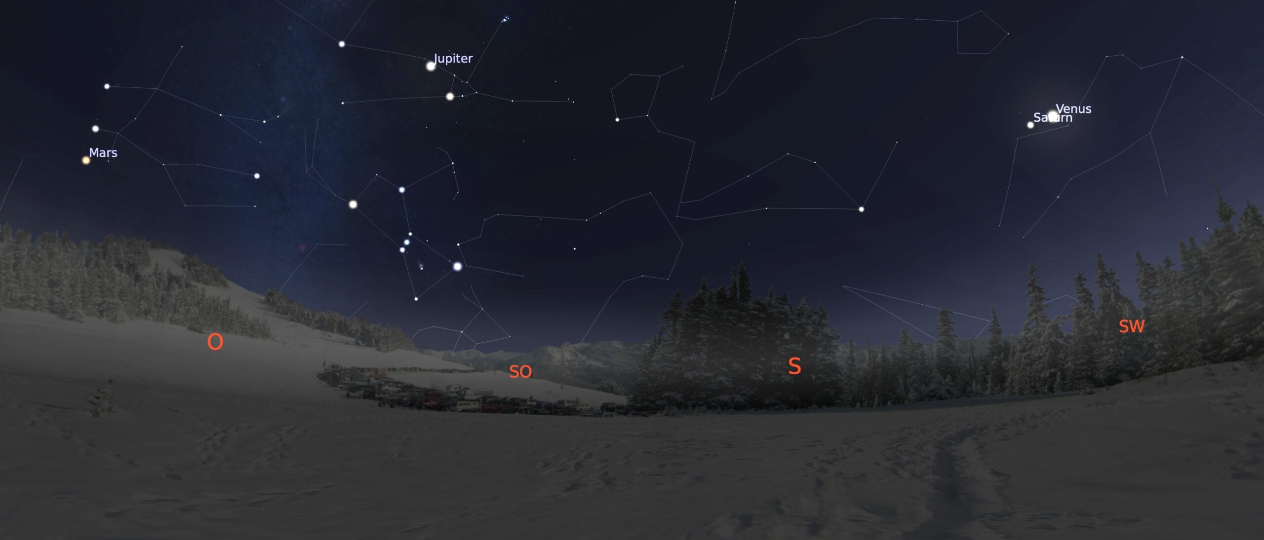 Winterliche Planetenkonstellation am Abendhimmel